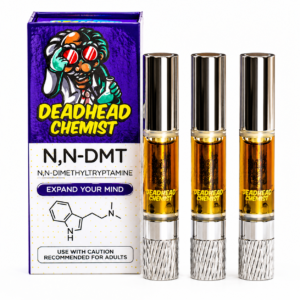 3 pack of 1ml DMT Cartridges by Dead Chemist in retail packaging